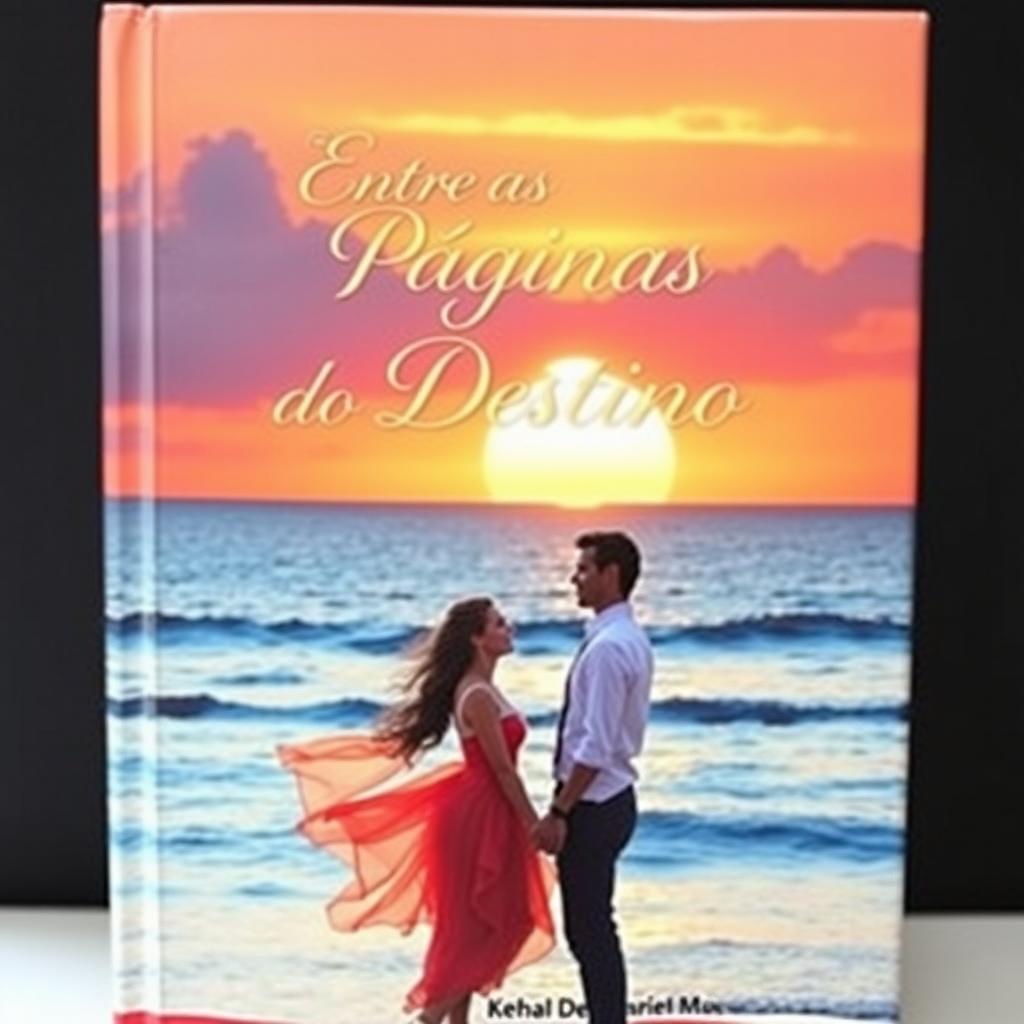 A romantic book cover titled 'Entre as Páginas do Destino'