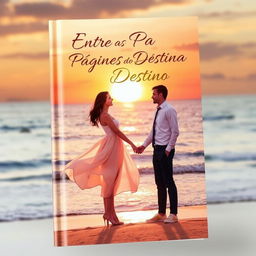 A romantic book cover titled 'Entre as Páginas do Destino'