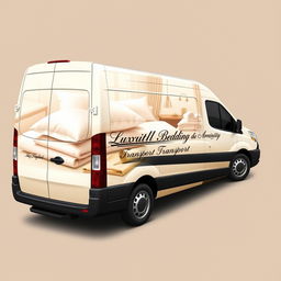 An elegant vinyl design for a panel minibus dedicated to transporting hotel bedding and amenities