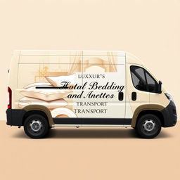 An elegant vinyl design for a panel minibus dedicated to transporting hotel bedding and amenities