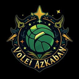 A volleyball team crest featuring the text 'Vôlei Azkaban'