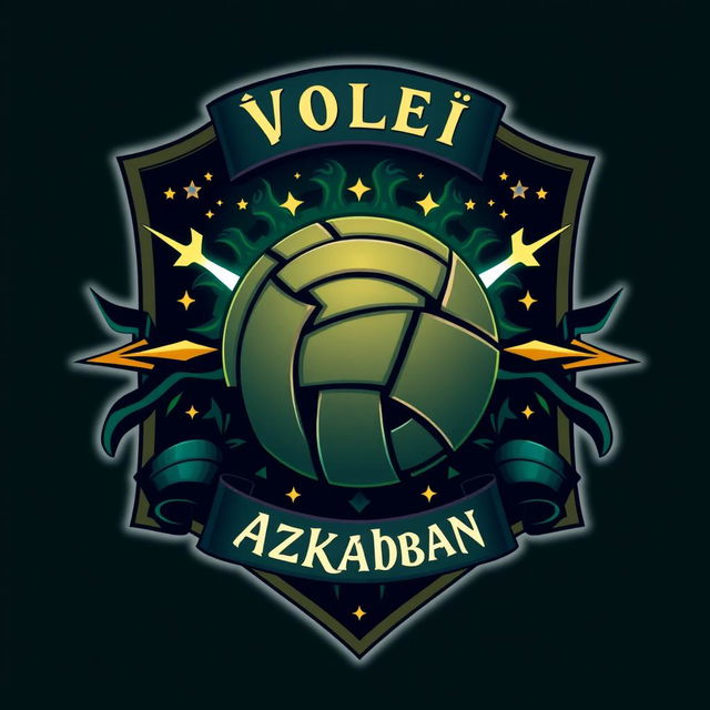 A volleyball team crest featuring the text 'Vôlei Azkaban'