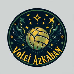 A volleyball team crest featuring the text 'Vôlei Azkaban'