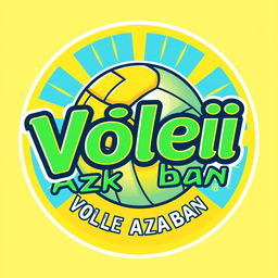 A lively and cheerful volleyball team crest featuring the text 'Vôlei Azkaban'