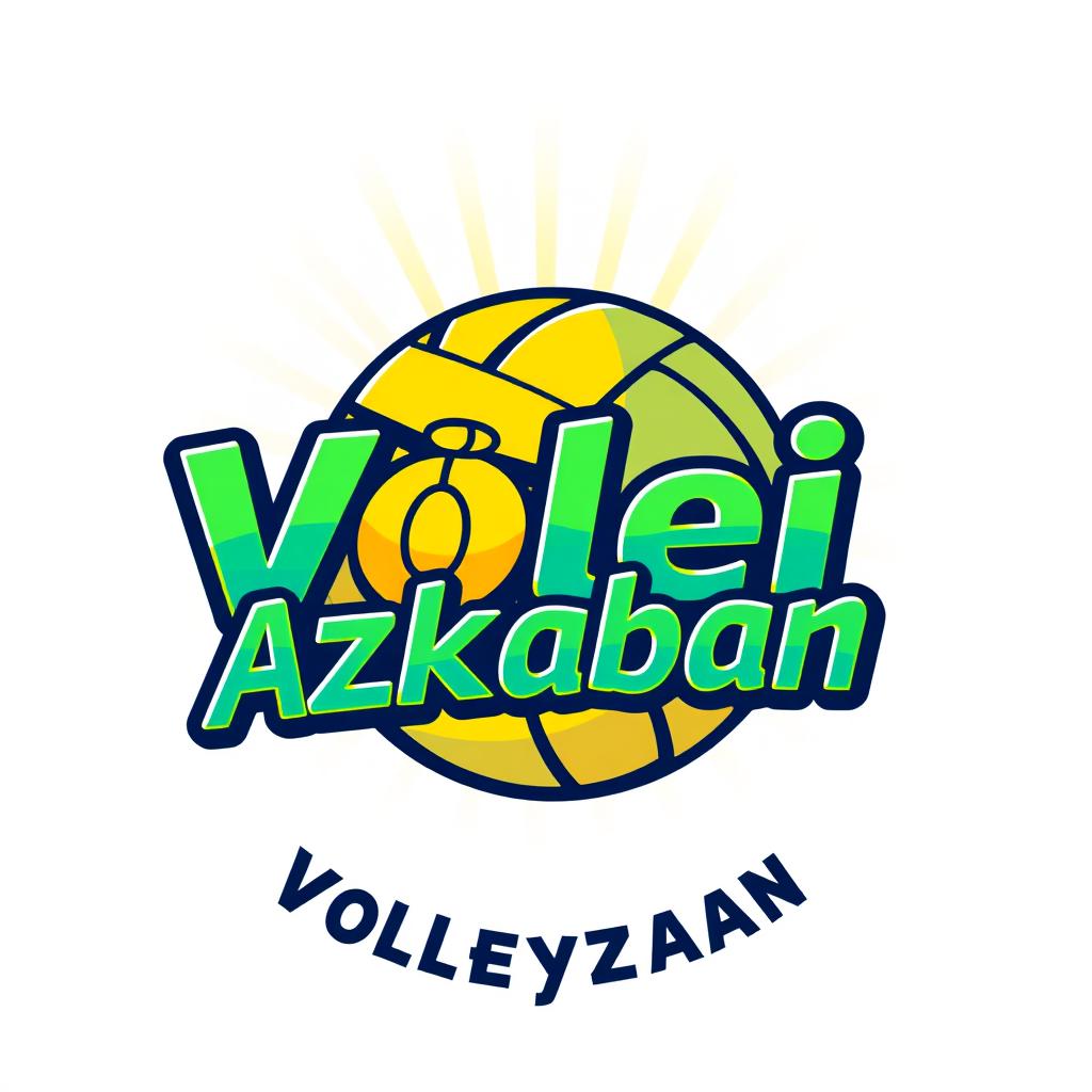 A lively and cheerful volleyball team crest featuring the text 'Vôlei Azkaban'