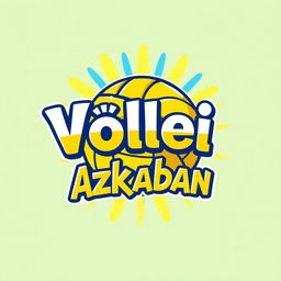 A lively and cheerful volleyball team crest featuring the text 'Vôlei Azkaban'