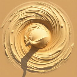 Aerial view of a swirling sand tornado, showcasing its mesmerizing and powerful vortex form