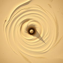 Aerial view of a swirling sand tornado, showcasing its mesmerizing and powerful vortex form