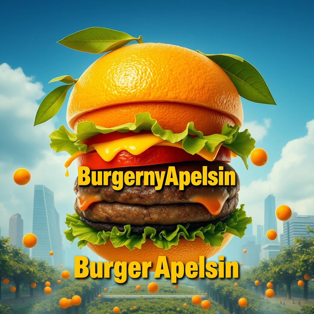 Create a dynamic film poster for the movie titled 'BurgernyApelsin'