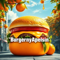 Create a dynamic film poster for the movie titled 'BurgernyApelsin'