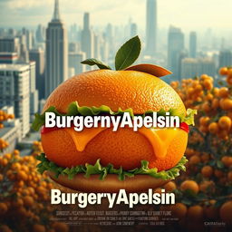 Create a dynamic film poster for the movie titled 'BurgernyApelsin'