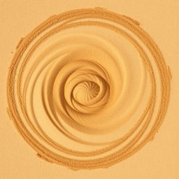 Aerial view of a sand tornado, capturing the intricate swirling patterns of sand particles spiraling upwards