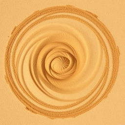 Aerial view of a sand tornado, capturing the intricate swirling patterns of sand particles spiraling upwards