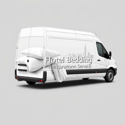 An elegant and eye-catching vinyl design for a panel minibus that specializes in transporting hotel bedding