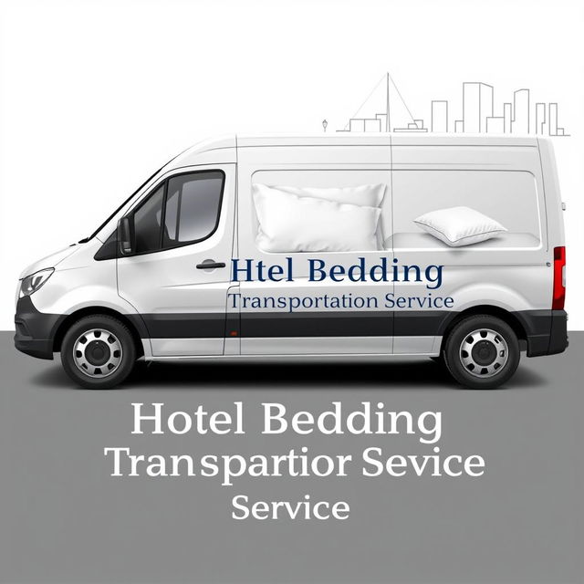 An elegant and eye-catching vinyl design for a panel minibus that specializes in transporting hotel bedding