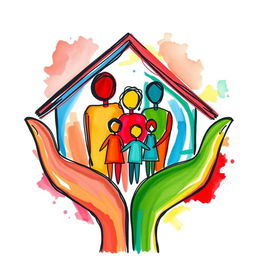 A symbolic image of family counselling and welfare, created using hand-made art markers and vibrant color blends