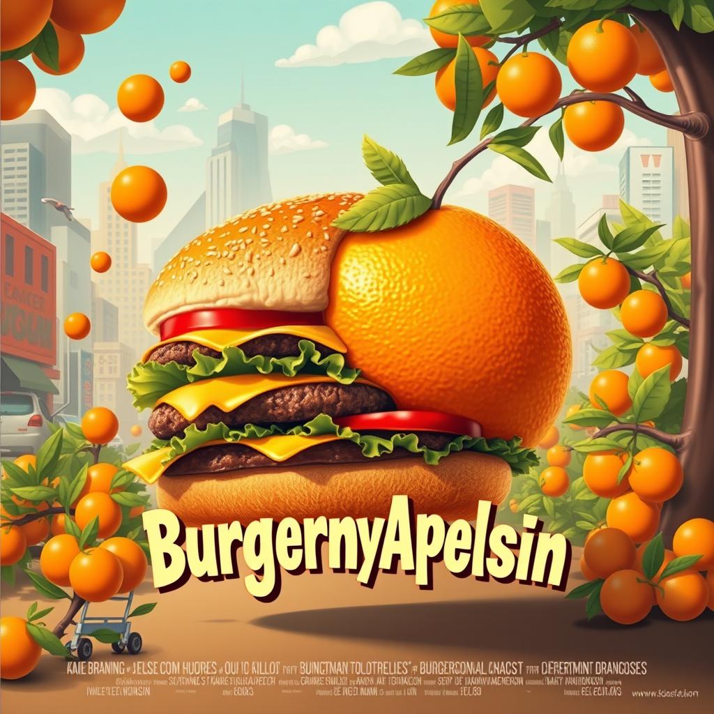 Design a humorous and engaging film poster for the comedy "BurgernyApelsin"