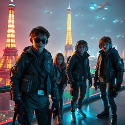 A group of young teenage spies in a futuristic setting in Paris