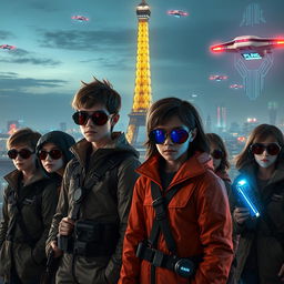 A group of young teenage spies in a futuristic setting in Paris