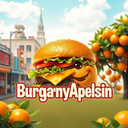 Create a vibrant and funny film poster for the comedy titled "BurgernyApelsin"