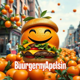 Create a vibrant and funny film poster for the comedy titled "BurgernyApelsin"