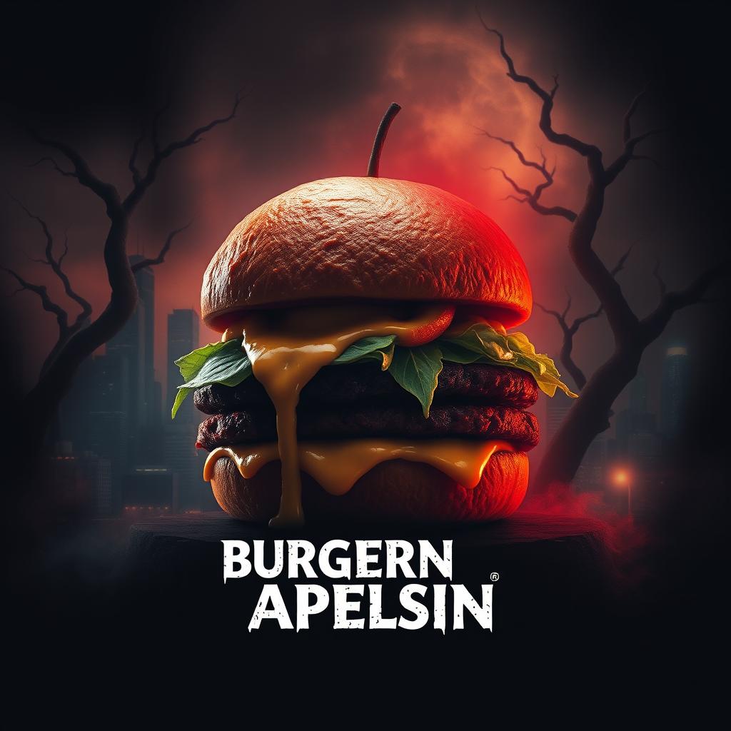 Design an eerie and captivating film poster for the horror movie "BurgernyApelsin"