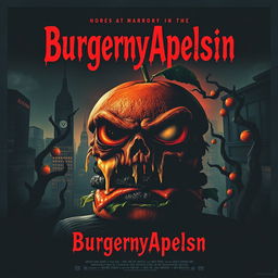 Design an eerie and captivating film poster for the horror movie "BurgernyApelsin"