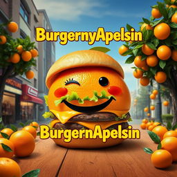 Create a vibrant and funny film poster for the comedy titled "BurgernyApelsin"