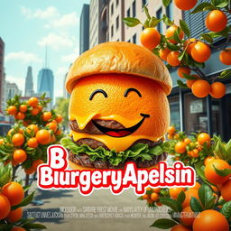 Create a vibrant and funny film poster for the comedy titled "BurgernyApelsin"