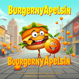 Create a vibrant and funny film poster for the comedy titled "BurgernyApelsin"