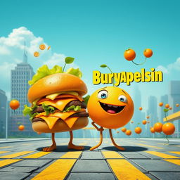 Create a vibrant and funny film poster for the comedy titled "BurgernyApelsin"