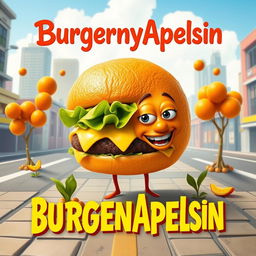 Create a vibrant and funny film poster for the comedy titled "BurgernyApelsin"