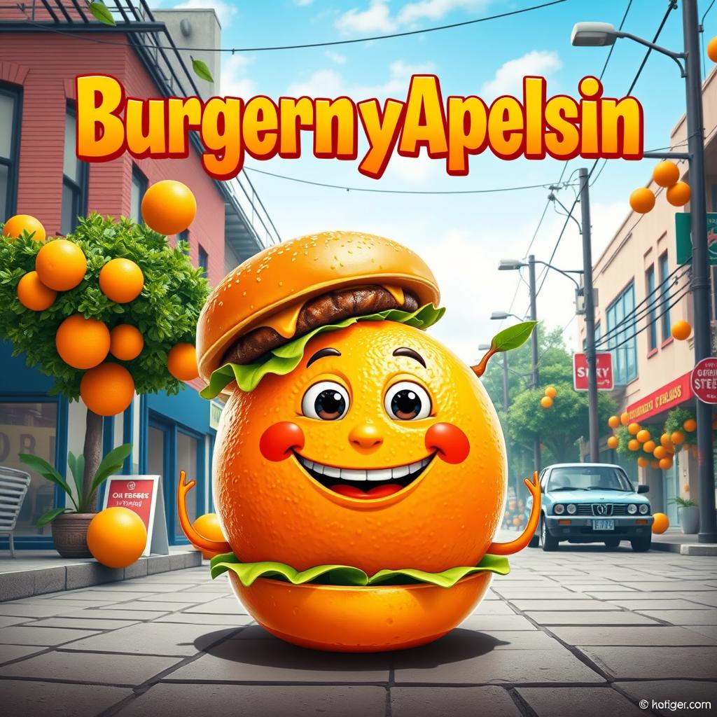 Design a lively and humorous film poster for the comedy titled "BurgernyApelsin"