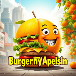 Create a lively and entertaining film poster for the comedy "BurgernyApelsin"