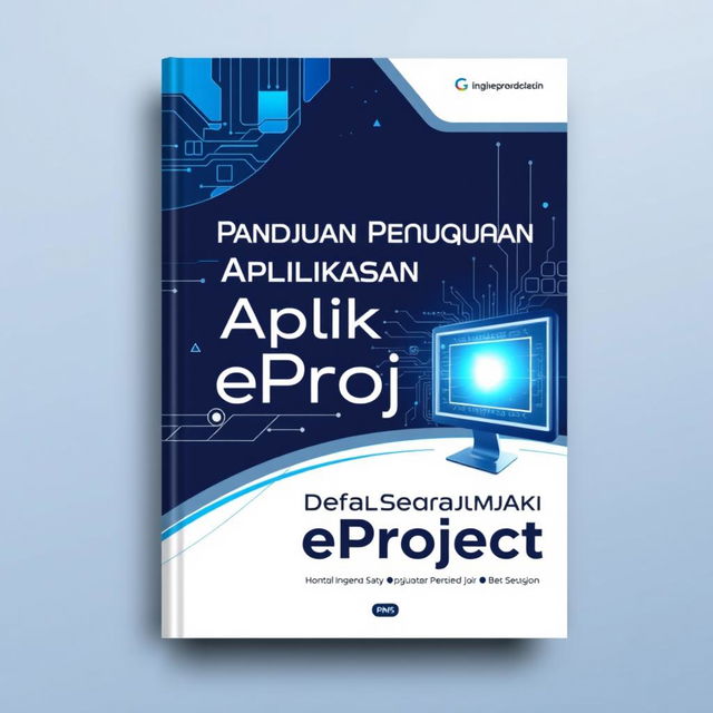 An ebook cover design for "Panduan Penggunaan Aplikasi eProject" featuring a sleek and modern aesthetic