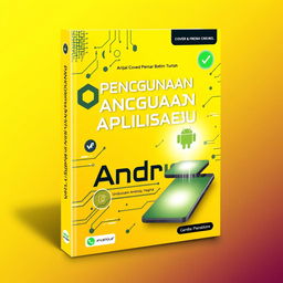 An ebook cover design for "Panduan Penggunaan Aplikasi Android eProject" featuring a sleek and modern aesthetic