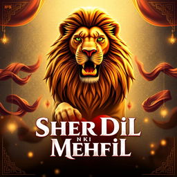 A dynamic and captivating motion poster for the title "Sher Dil Ki Mehfil"