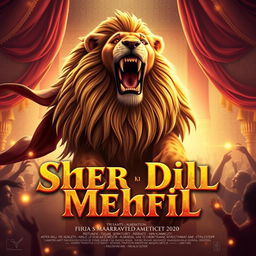 A dynamic and captivating motion poster for the title "Sher Dil Ki Mehfil"