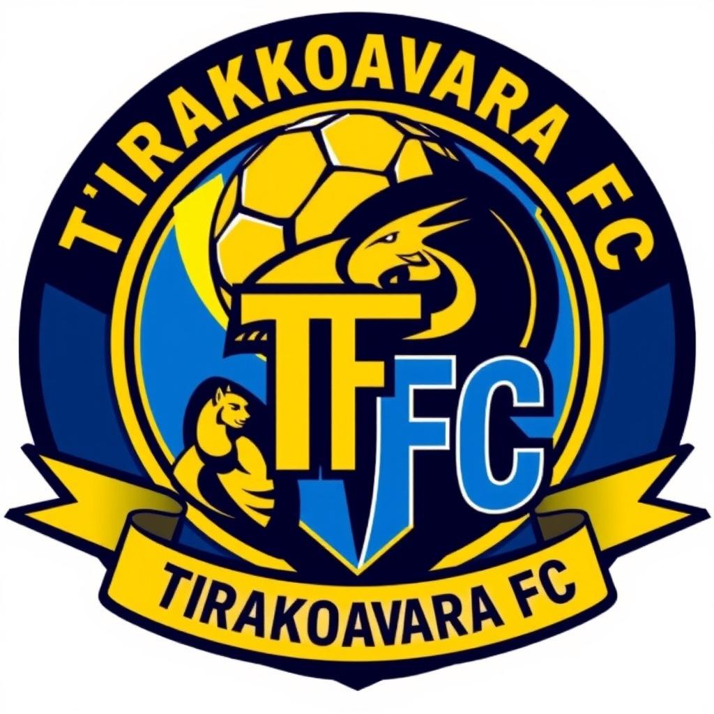 A football club emblem for a team called "Tirakoavara FC", featuring a bold and striking design