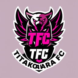 A football club emblem for "Titakoavara FC" featuring an intimidating design with a color scheme of black and striking pink details