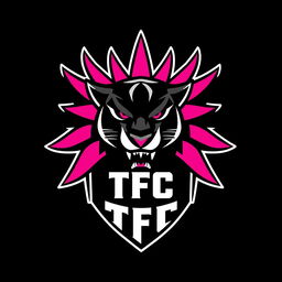 A football club emblem for "Titakoavara FC" featuring an intimidating design with a color scheme of black and striking pink details