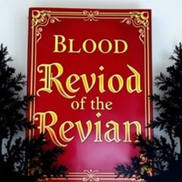 A fantasy book cover with a dark red background, featuring elegant gold borders