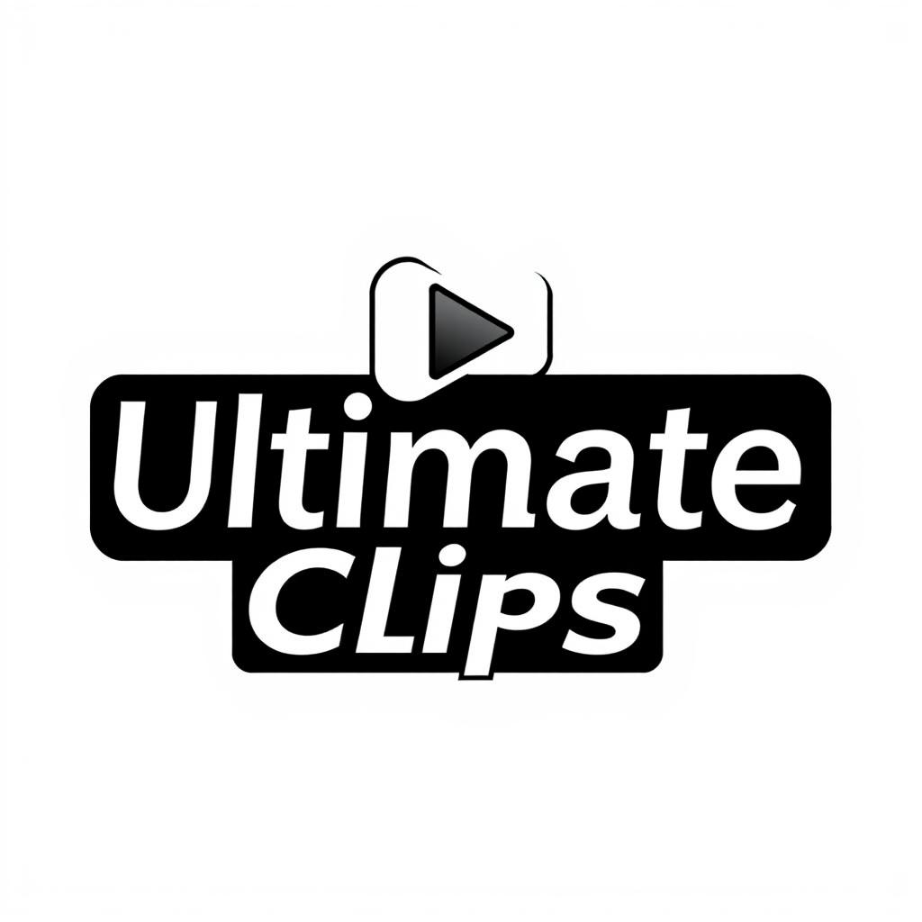 A black and white social media logo for 'Ultimate Clips', representing online video clips