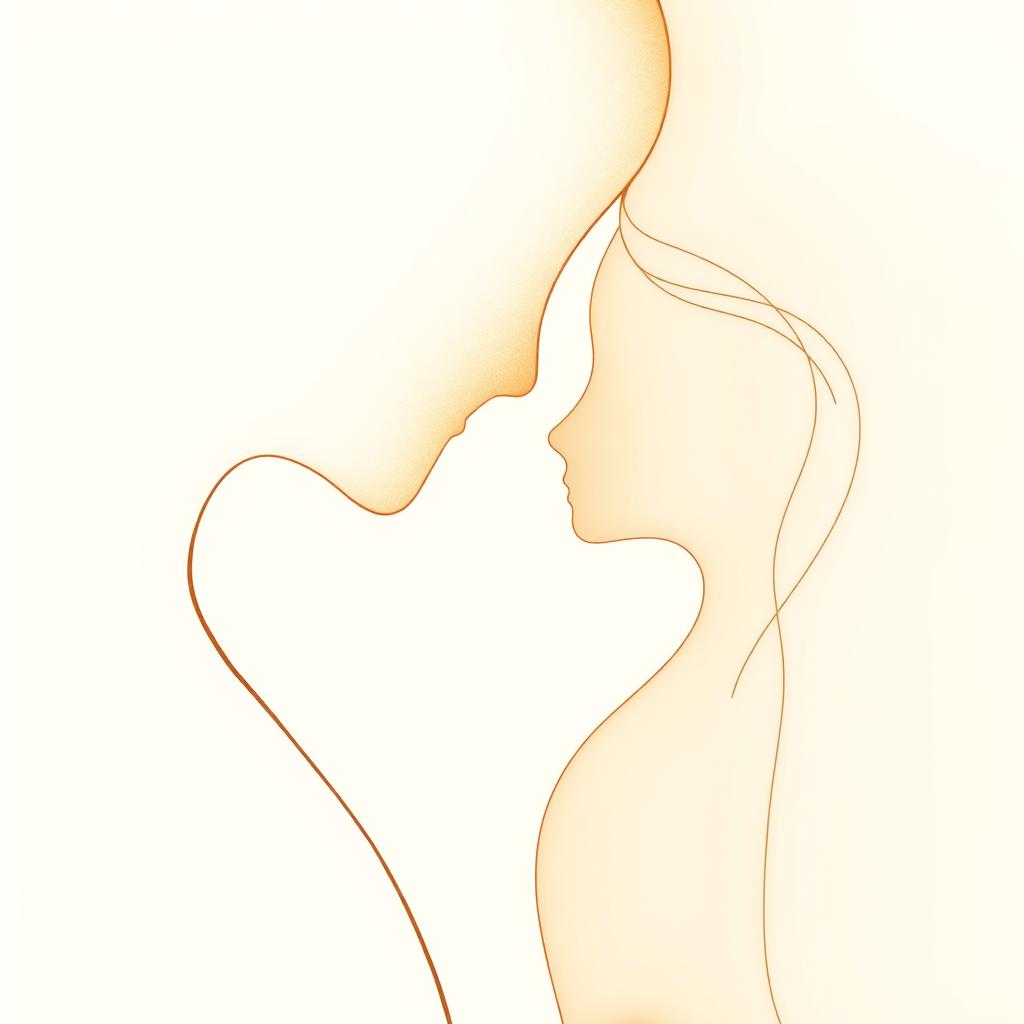 An artistic interpretation of intimacy, showcasing the connection between two forms in an abstract or symbolic manner