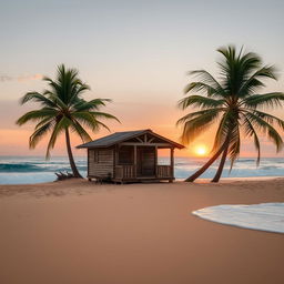 A charming and rustic hut located on the edge of a beautiful beach