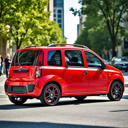 A red Fiat Panda second series 2007 model featuring a sleek black roof and black side mirrors