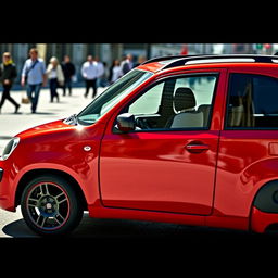 A red Fiat Panda second series 2007 model, featuring a distinctive black roof and black side mirrors