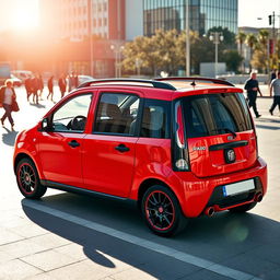 A red Fiat Panda second series 2007 model, featuring a distinctive black roof and black side mirrors