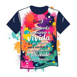 A modern and trendy t-shirt design for teenagers inspired by the verse, "Tu me mostras o caminho que leva à vida