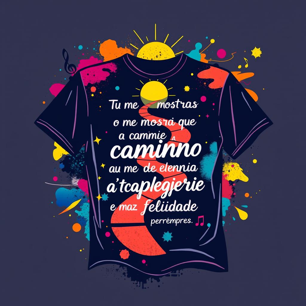 A modern and trendy t-shirt design for teenagers inspired by the verse, "Tu me mostras o caminho que leva à vida